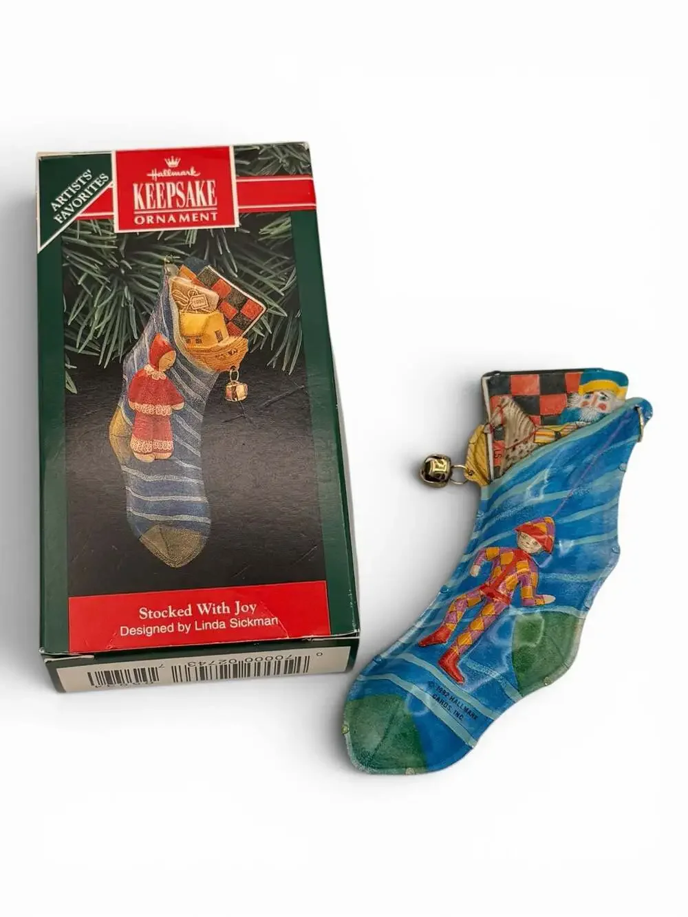 1992 Hallmark Keepsake Ornament Stocked With Joy Pressed Tin